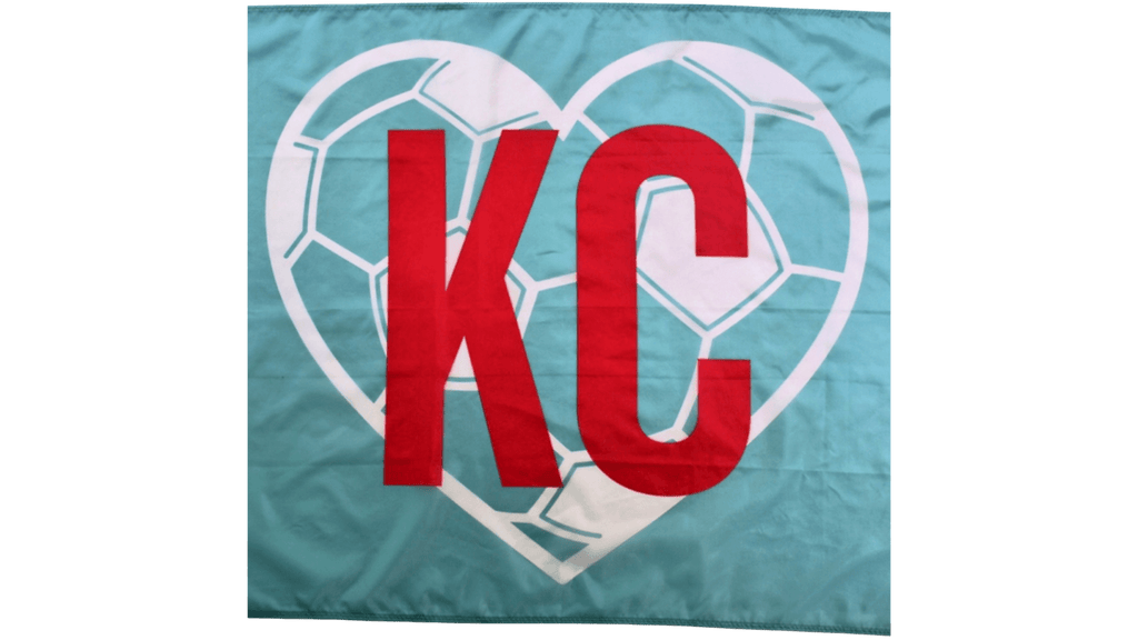Teal KC Soccer Heart Flag — Premium Nylon KC Flag
