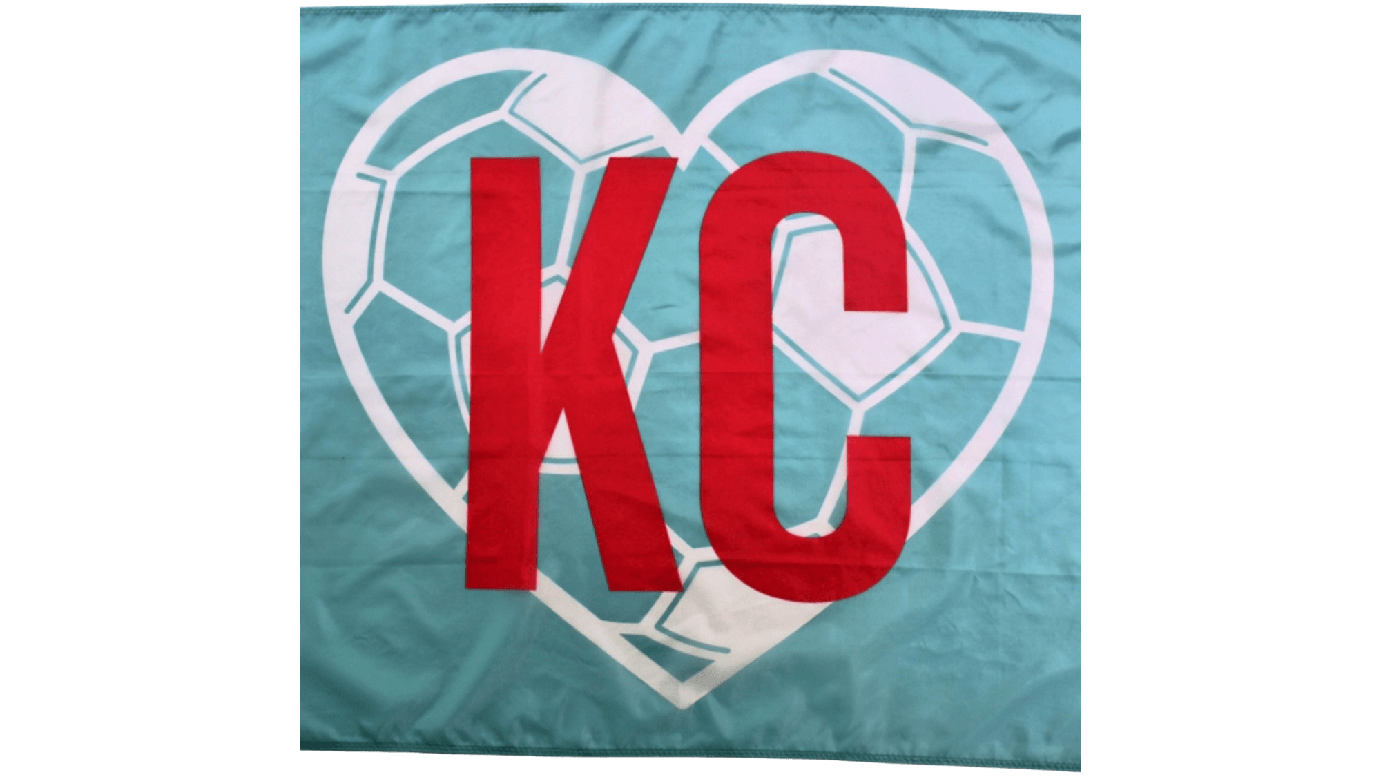 Teal KC Soccer Heart Flag — Premium Nylon KC Flag
