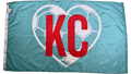 Teal KC Soccer Heart Flag — Premium Nylon KC Flag