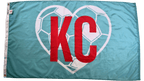 Teal KC Soccer Heart Flag — Premium Nylon KC Flag