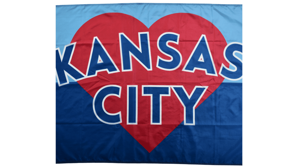 Blue Kansas City Heart Flag — Premium Nylon KC Flag