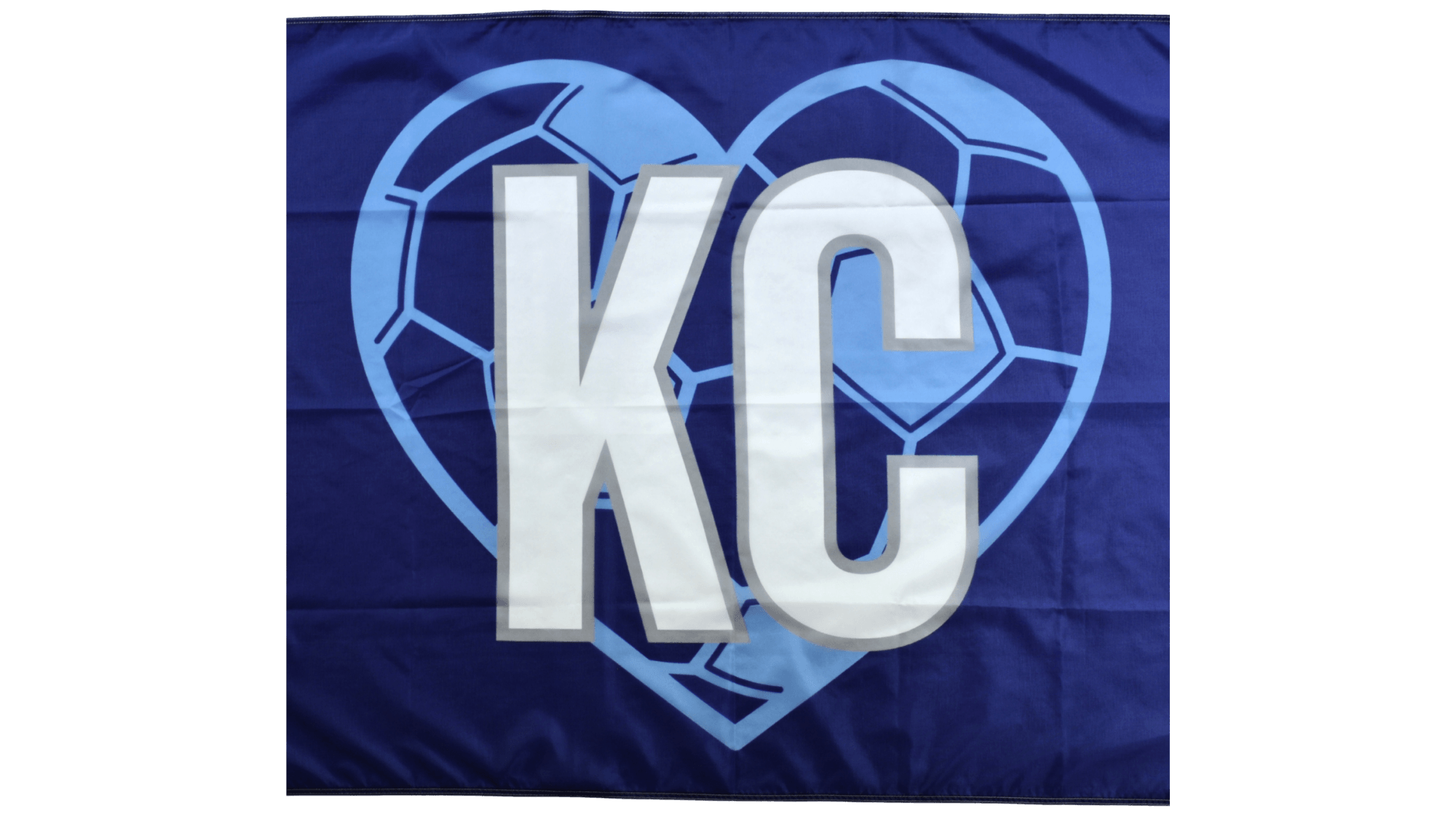 Blue KC Soccer Heart Flag — Premium Nylon KC Flag