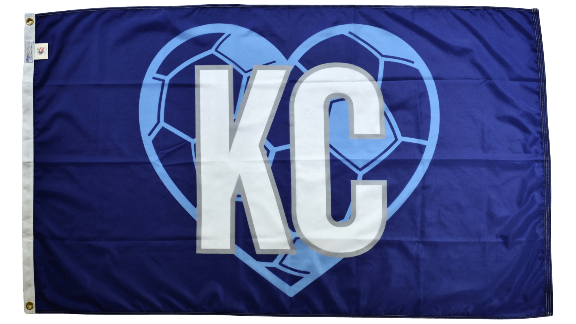 Blue KC Soccer Heart Flag — Premium Nylon KC Flag