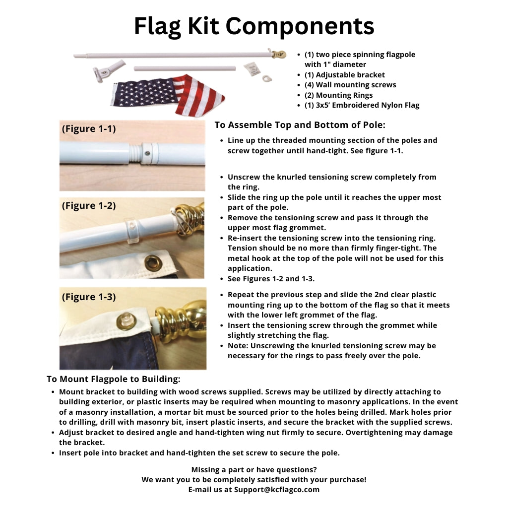 Premium Spinning Flagpole with 3 ft x 5 ft U.S. Embroidered Flag Sets