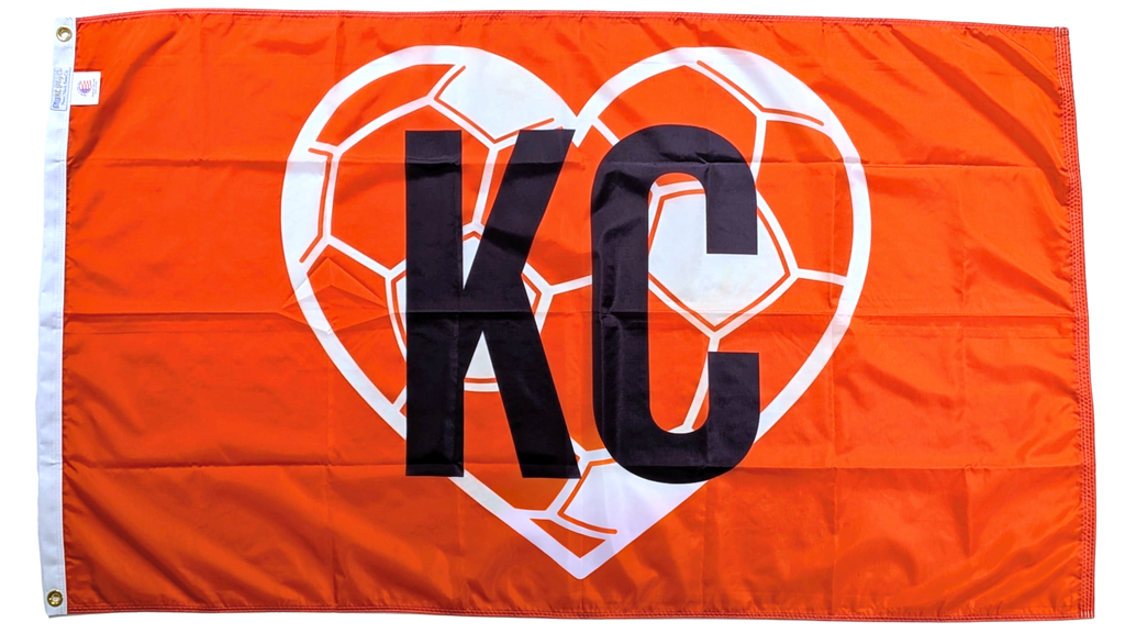 Netherlands KC Soccer Heart Flag