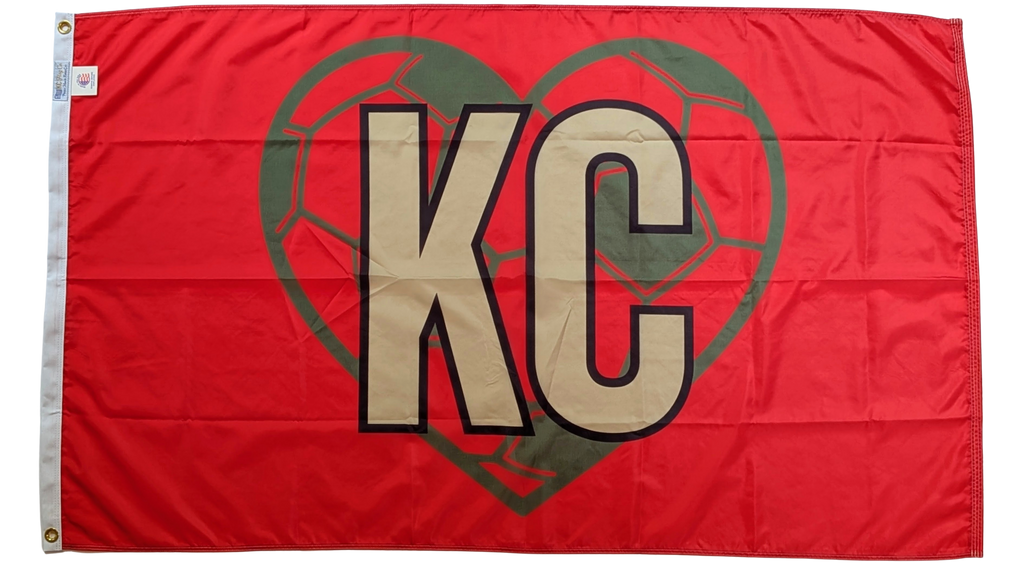 Portugal KC Soccer Heart Flag